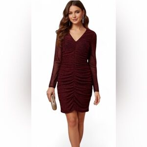 Guess Deep Red Long Sleeve Dress